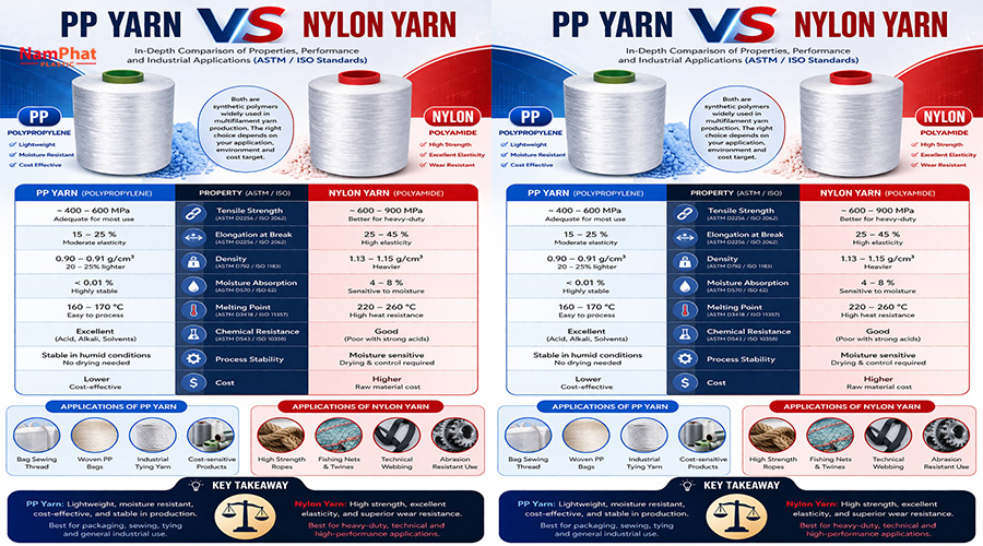 So sánh hiệu quả và chi phí sản xuất giữa sợi pp và sợi nylon