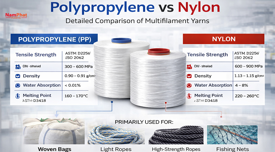 So sánh tính chất sợi pp và sợi nylon
