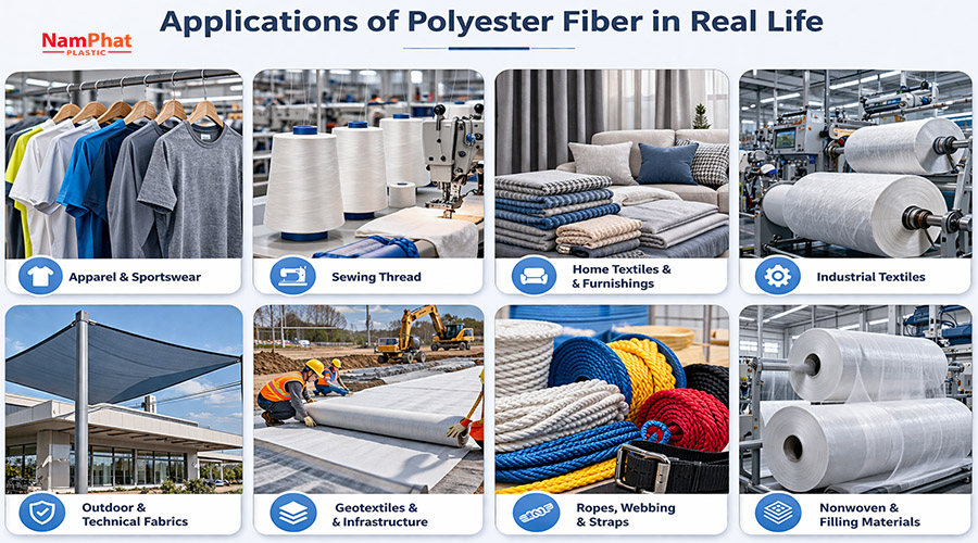 Ứng dụng của sợi polyester trong thực tế
