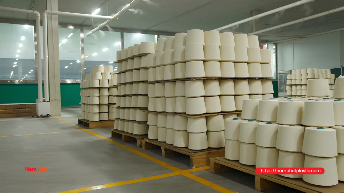 Cách cố định cuộn chỉ trên pallet khi vận chuyển