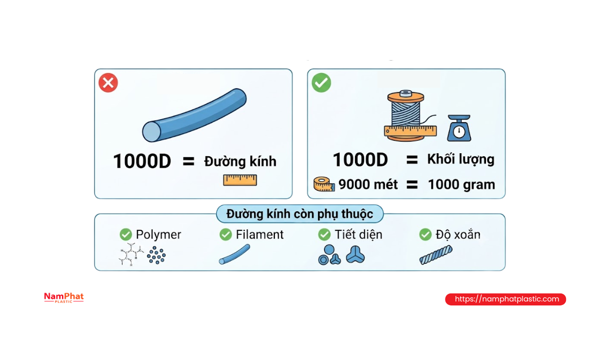 Denier không phải đường kính Denier không phải đường kính