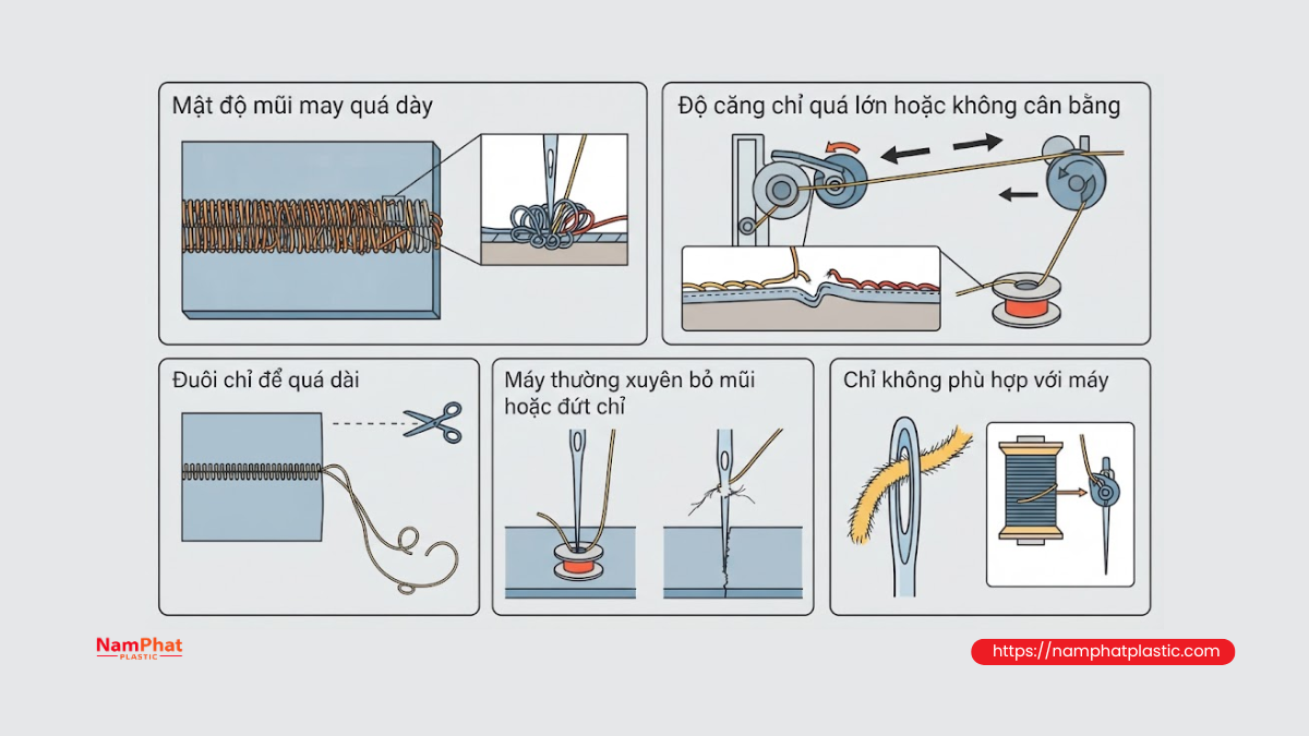 Nguyên nhân làm tăng lượng chỉ tiêu hao khi may bao