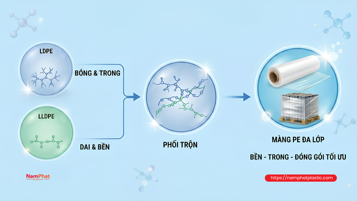 Phối trộn LDPE và LLDPE để sản xuất màng túi trùm pallet