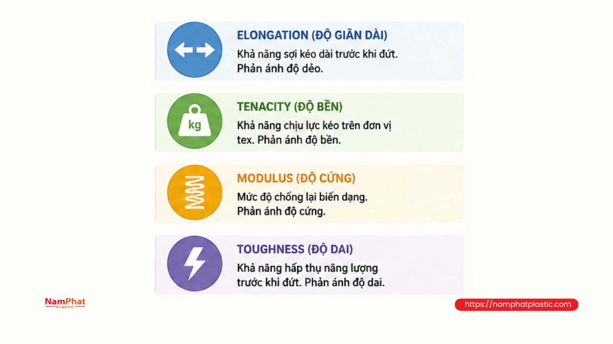 So sánh các chỉ tiêu cơ học của sợi PP So sánh các chỉ tiêu cơ học của sợi PP