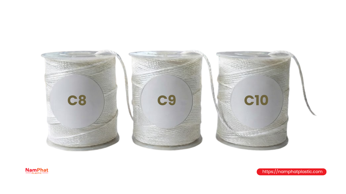 So sánh chỉ PE C8 C9 C10 về kích thước và ứng dụng