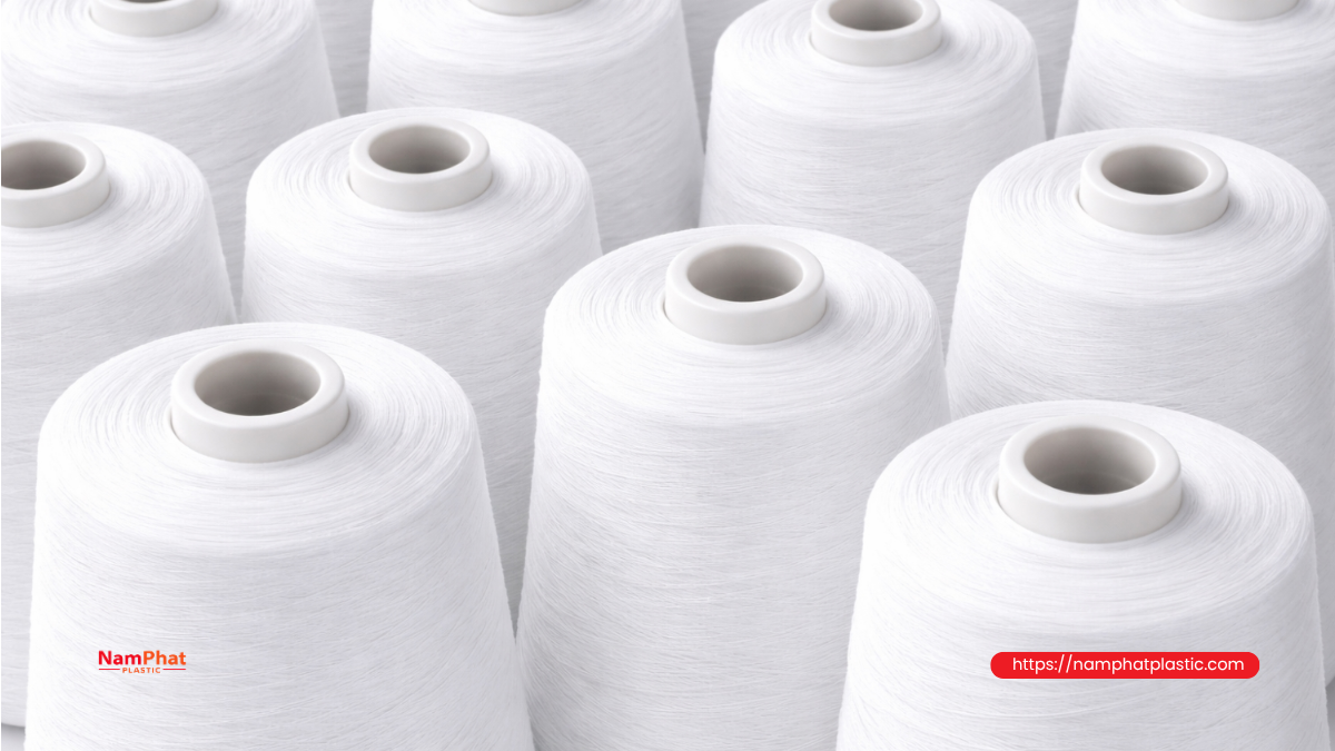 Sợi đơn PE 20/1 đặt cạnh chỉ se nhiều sợi Sợi đơn PE 20/1 đặt cạnh chỉ se nhiều sợi