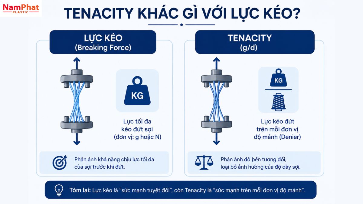 Sự khác biệt giữa Tenacity và lực kéo đứt của sợi