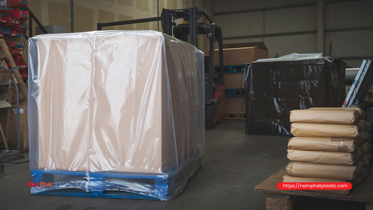 Túi trùm pallet sản xuất theo kích thước yêu cầu Túi trùm pallet sản xuất theo kích thước yêu cầu